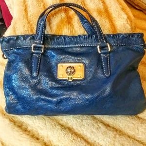 Marc Jacobs Totally Turnlock Blue Leather Handbag